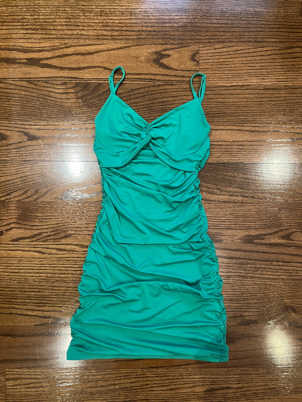 Twist Front Green Mini Dress Bodycon